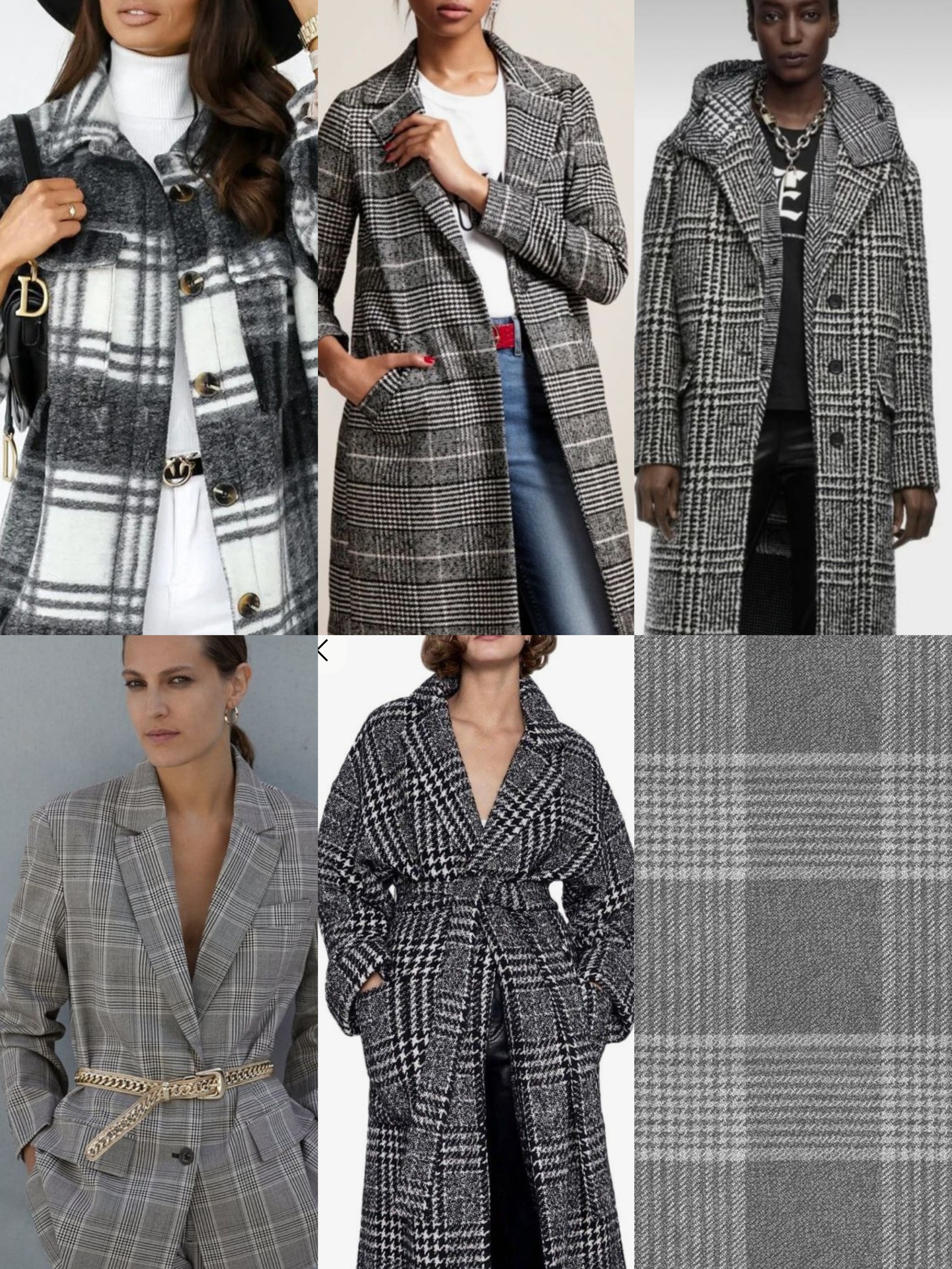 Models dressed in grey check coats